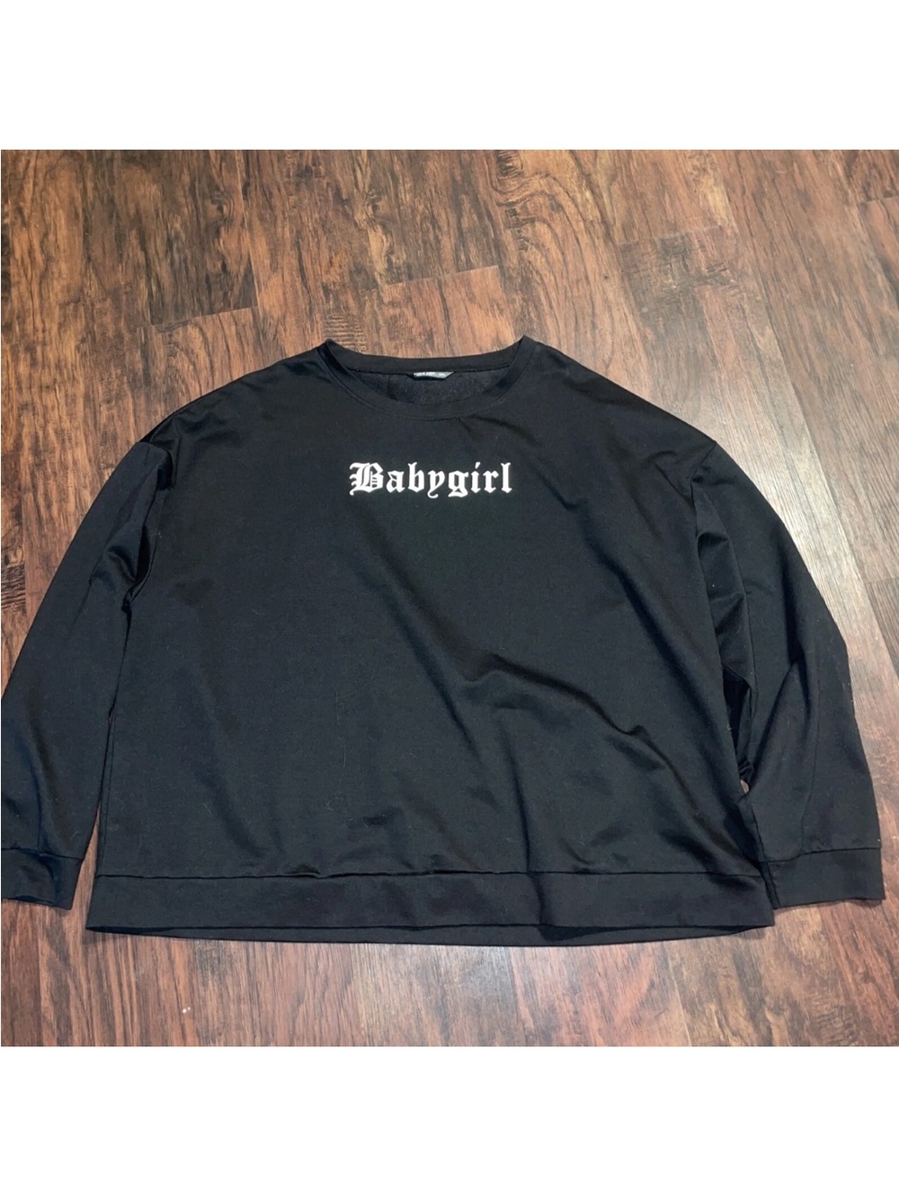 SHEIN Black Graphic 'Babygirl' Crewneck Sweatshirt